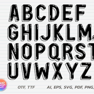 Handgeschreven 3D-inkt lettertype alfabet letter otf svg png, alfabet letter ttf, hand letters lettertype, handschrift lettertype, cricut lettertype, inkt alfabet