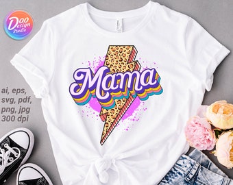 Leopard Mama Svg, Cheetah Print, Retro Font (Digital Files)