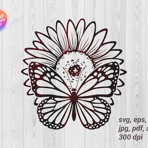 Sonnenblume svg, Schmetterling svg, Sonnenblume Schmetterling svg, Blume svg, Sonnenblume geschnittene Datei, Sonnenblume Cricut, Schmetterling svg, Blume png