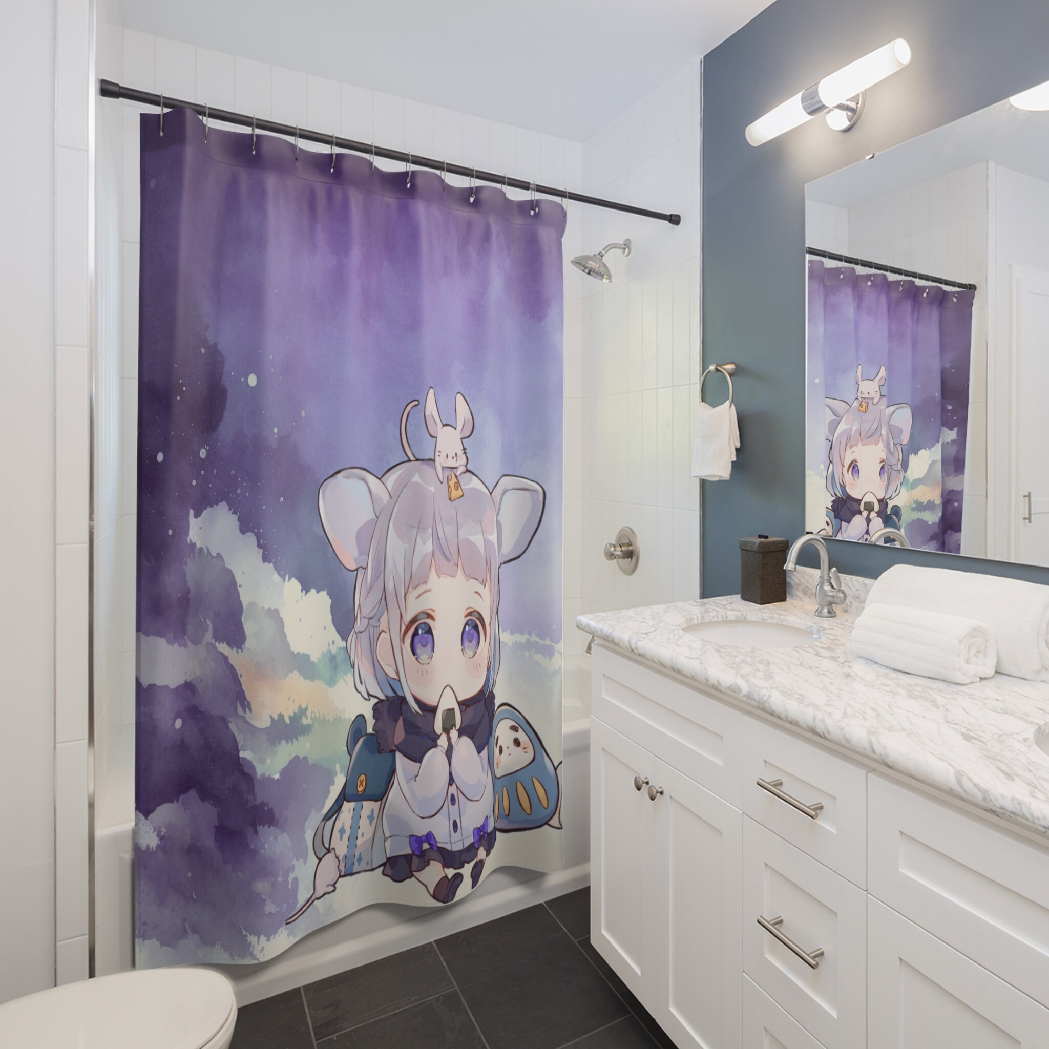 Anime Shower Curtain Cute Cartoon Design Waterproof Fabric - Etsy Hong Kong