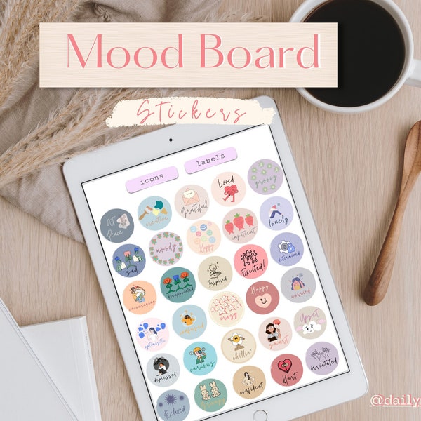 Mood Stickers, Goodnotes Stickers, Goodnotes Mood Board