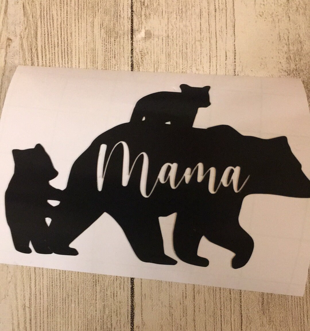 Mama Bear with 2 cubs sticker decal Etsy
