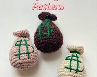 Money bag crochet pdf pattern, Money bag amigurumi pattern