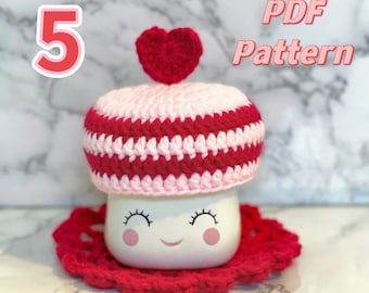 PATTERN Valentine’s Day Marshmallow Mug Hat Rae Dunn Tiered tray decor | PDF Digital PATTERN Mug Hat Vday decor | Rae Dunn hat