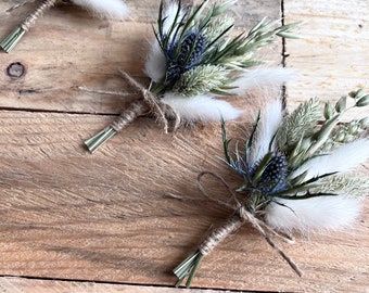 Dried Thistle Buttonhole | Wedding Buttonhole | Boutonniere | Wedding Flowers