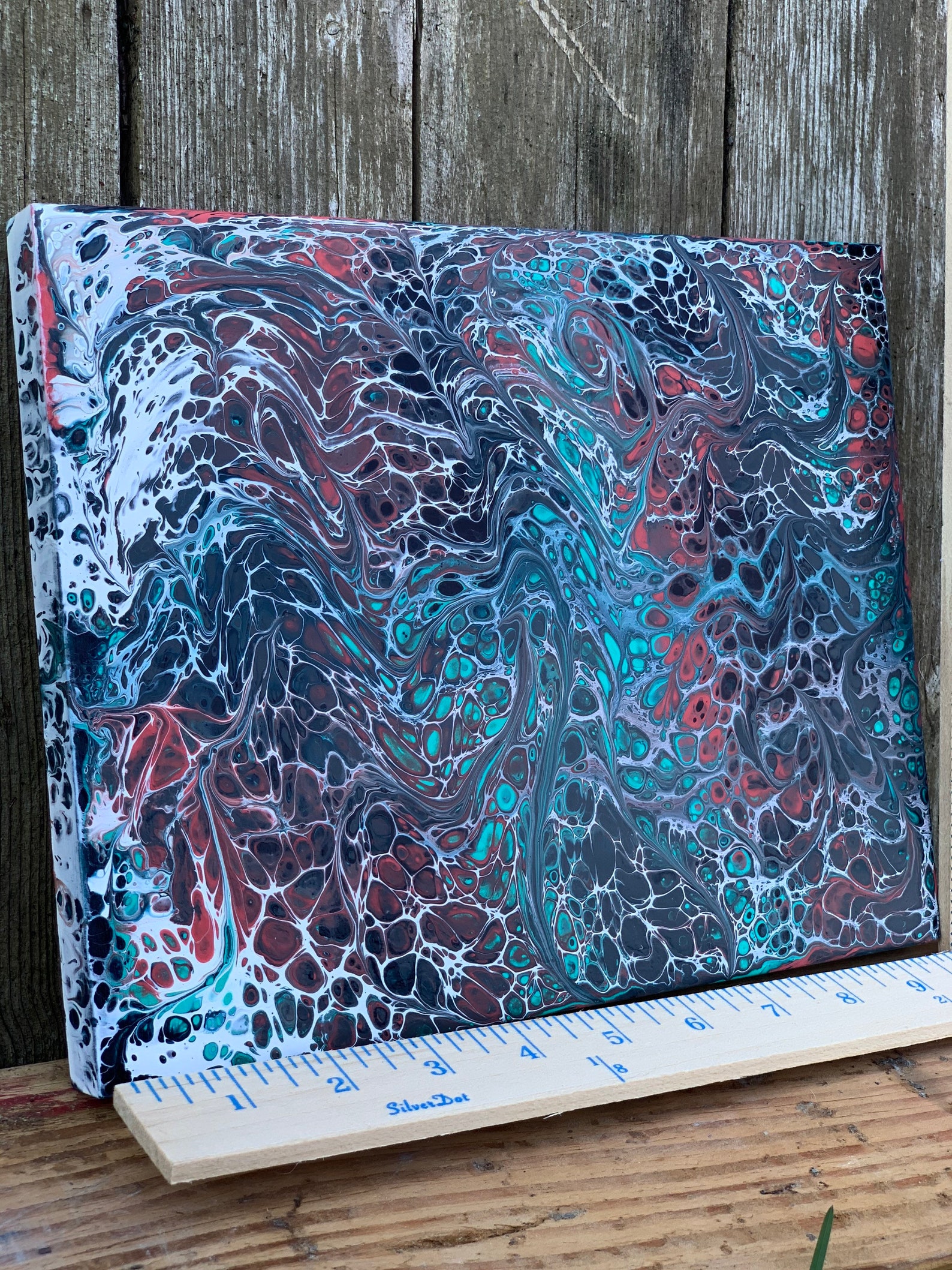 10x8 Acrylic Paint Pour Swipe Technique on Wood Canvas Etsy