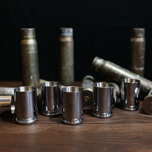 Ammo Round Shot Glass | Metal Shot Glass | Metal Barware | Bullet Shot Glass | Mancave Decor | Gift for Veteran
