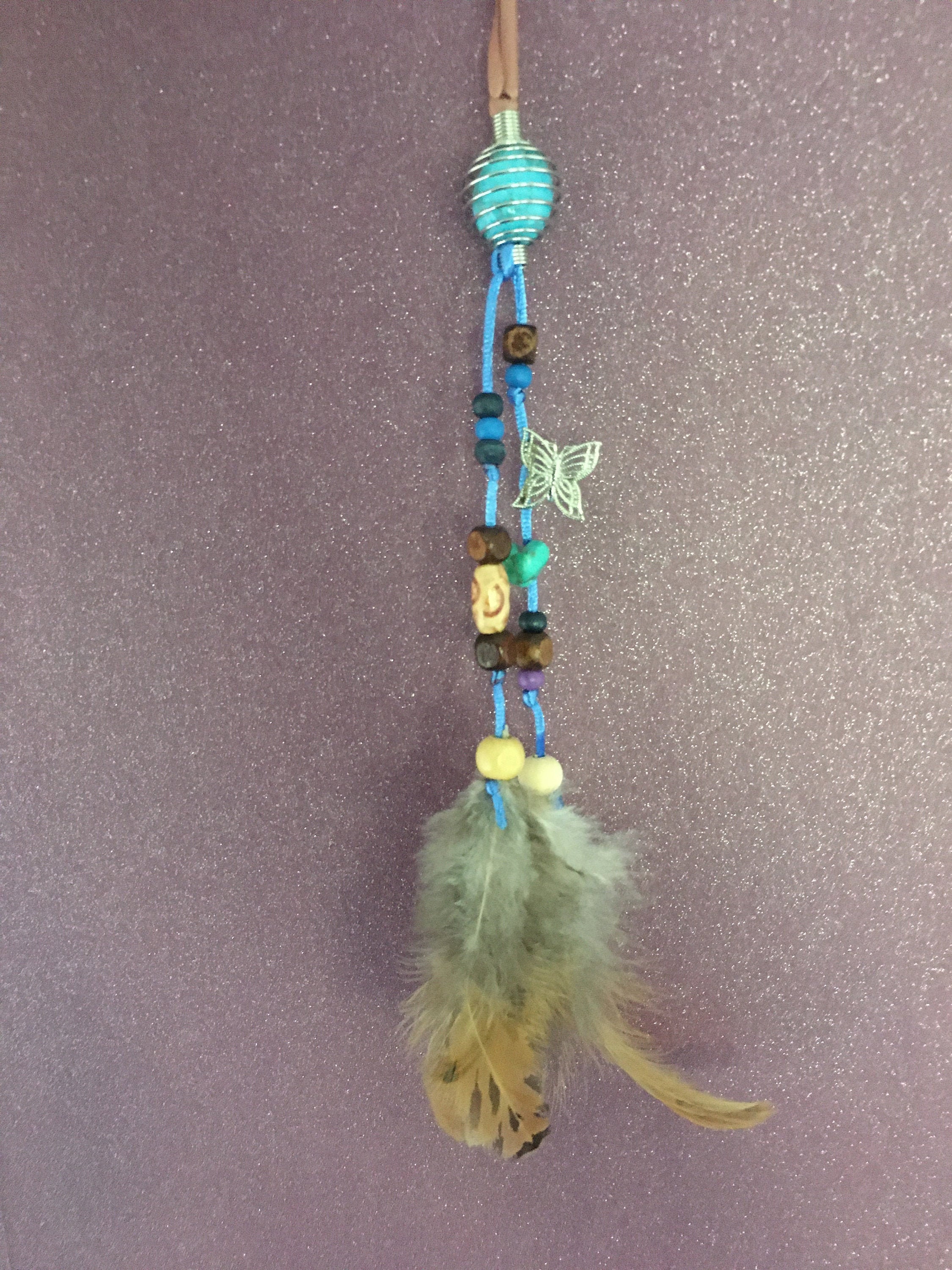 Homemade Blue Butterfly & Crystal wall hanging decoration