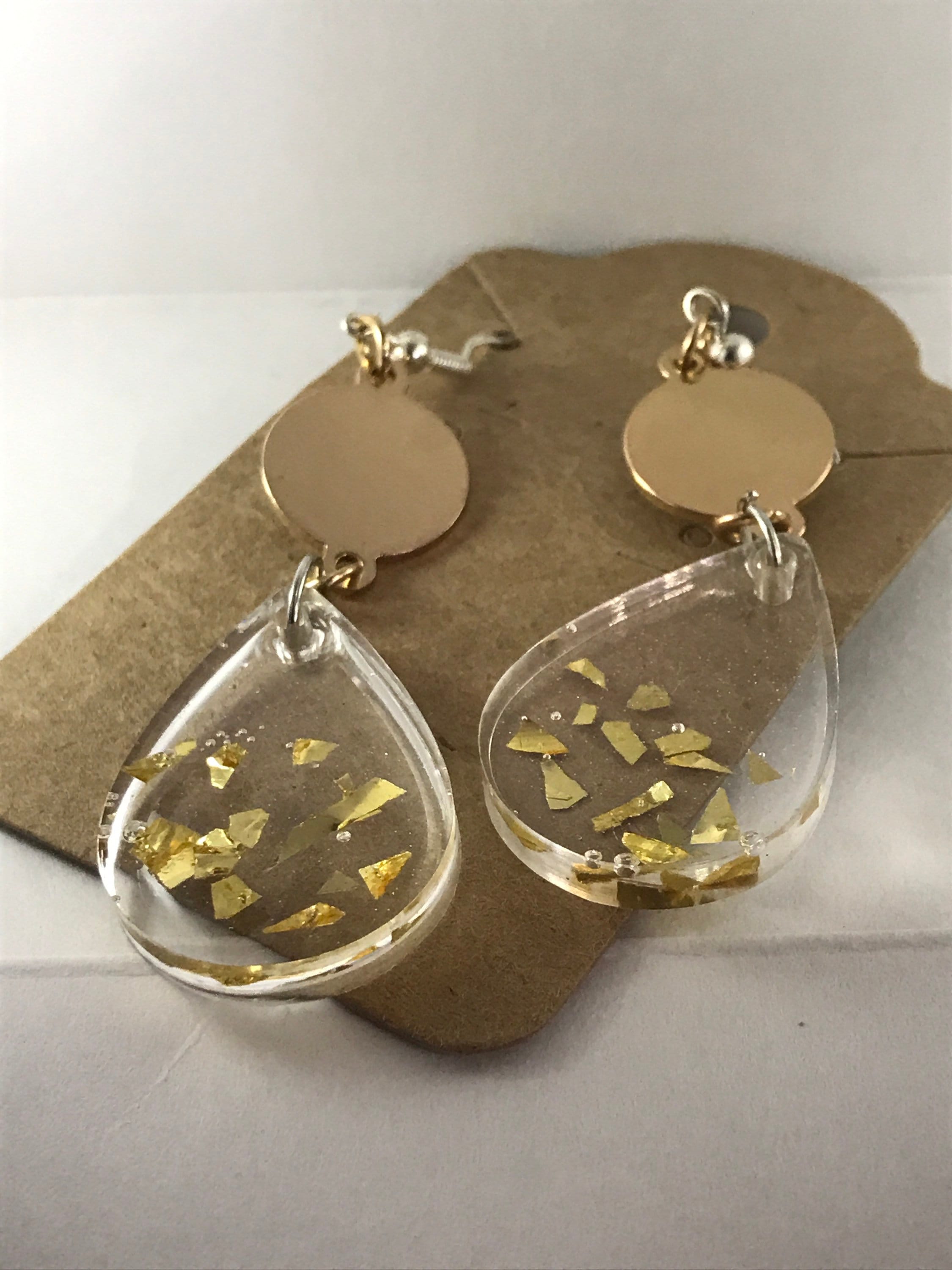 Gold resin earrings Etsy