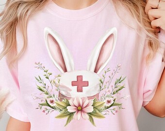 Easter Nurse Comfort Colors® T-Shirt, Nurse Bunny Ears Shirt, Cute Easter Nurse Tee, Nurse Appreciation Gift, RN Easter Tee, Spring Nurse