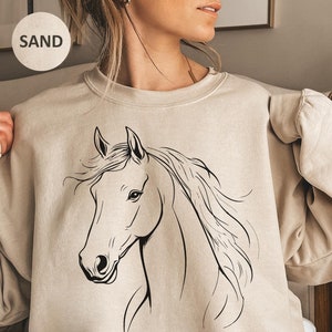 Horse Sweatshirt, Western Sweatshirts, Horse Lover Gift, Horse Line Art Sweater, Equestrian Sweatshirt, Horse Shirts, Gift for Horse Owner