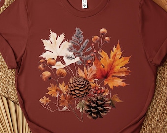 Fall Leaves T-Shirt, Watercolor Fall Leaves T Shirt, Womens Fall Shirt, Fall Gift for Her, Fall Hiking Shirt, Fall Tee, Autumn Leaves