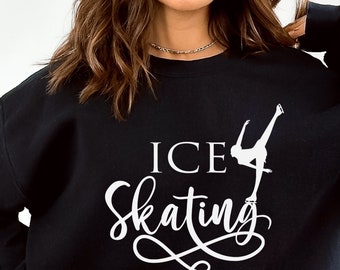 May include: Black sweatshirt with white text that says "ICE Skating" and a silhouette of a figure skater.