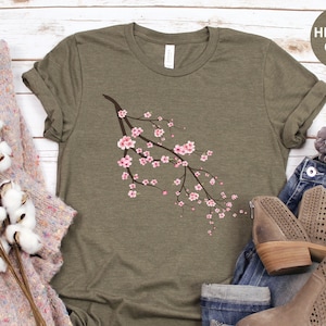 Cherry Blossom T Shirt, Sakura T Shirt, Womens Flower T Shirt, Flower Shirt for Women, Floral Shirt, Floral Tee, Gift for Her, Spring Shirts