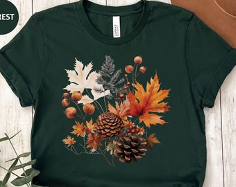 Fall Leaves T-Shirt, Watercolor Fall Leaves T Shirt, Womens Fall Shirt, Watercolor Leaves Shirt, Fall Gift for Her, Fall Tee, Autumn Leaves