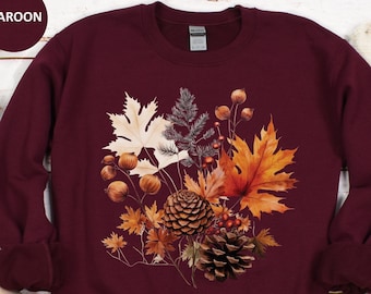 Fall Leaves Sweatshirt, Watercolor Fall Leaf Sweatshirt, Womens Fall Sweatshirt, Fall Gift for Her, Autumn Leaves Sweatshirt, Fall Shirts