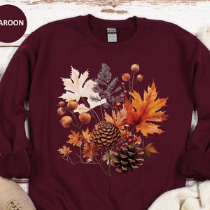 Fall Leaves Sweatshirt, Watercolor Fall Leaf Sweatshirt, Womens Fall Sweatshirt, Fall Gift for Her, Autumn Leaves Sweatshirt, Fall Shirts
