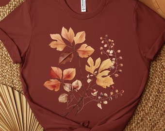 Fall Leaves T-Shirt, Watercolor Fall Leaves T Shirt, Watercolor Leaves Shirt, Womens Fall Shirt, Fall Gift for Her, Fall Tee, Autumn Leaves