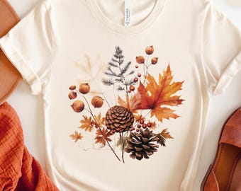 Fall Leaves T-Shirt, Watercolor Fall Leaves T Shirt, Womens Fall Shirt, Fall Gift for Her, Watercolor Leaves Shirt, Fall Tee, Autumn Leaves