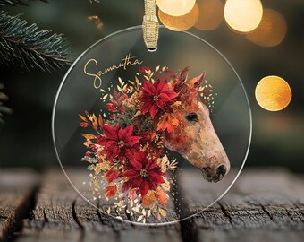 Custom Christmas Horse Ornament, Personalized Christmas Gift for Horseback Rider, Christmas Equestrian Ornament, Western Holiday Gift