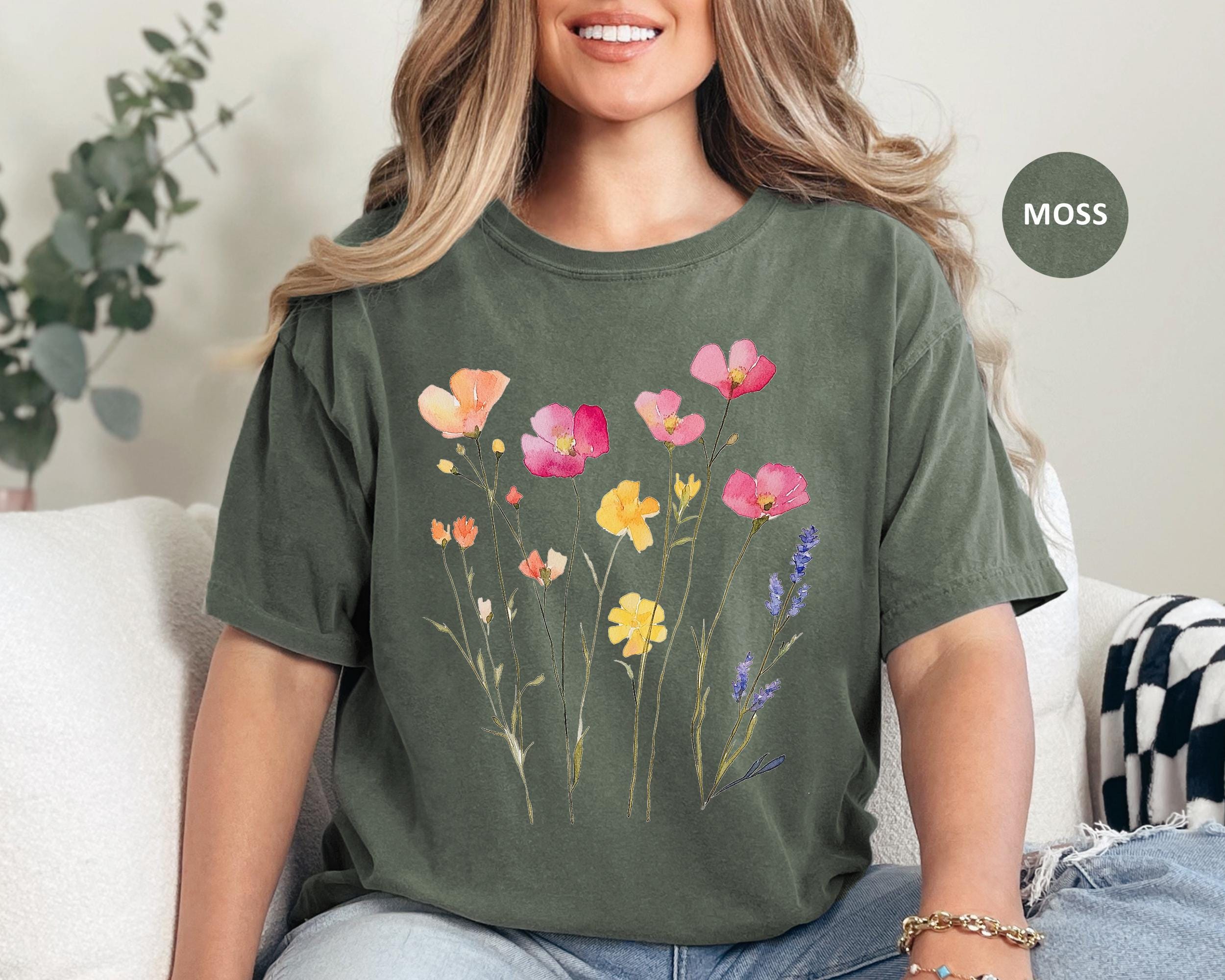 Wildflower Comfort Colors® T-shirt, Flower Shirt, Floral Shirt, Boho ...