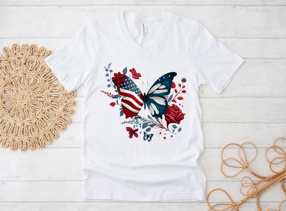patriotic v neck women's t shirts