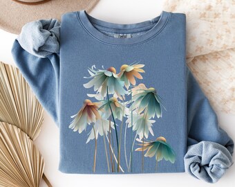 Camisa Comfort Colors® con estampado de margaritas en acuarela