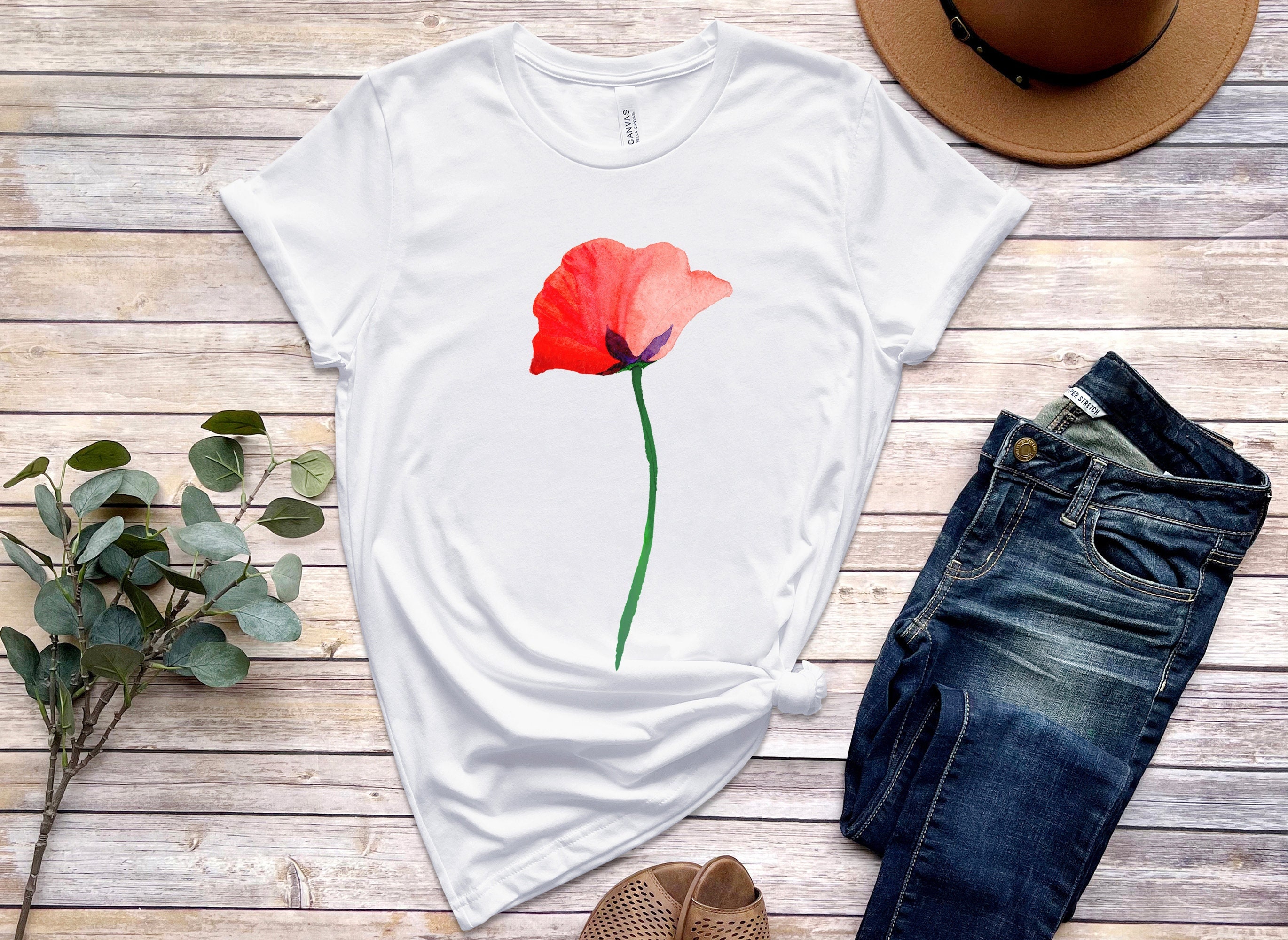 Poppy Flower Shirt - Etsy