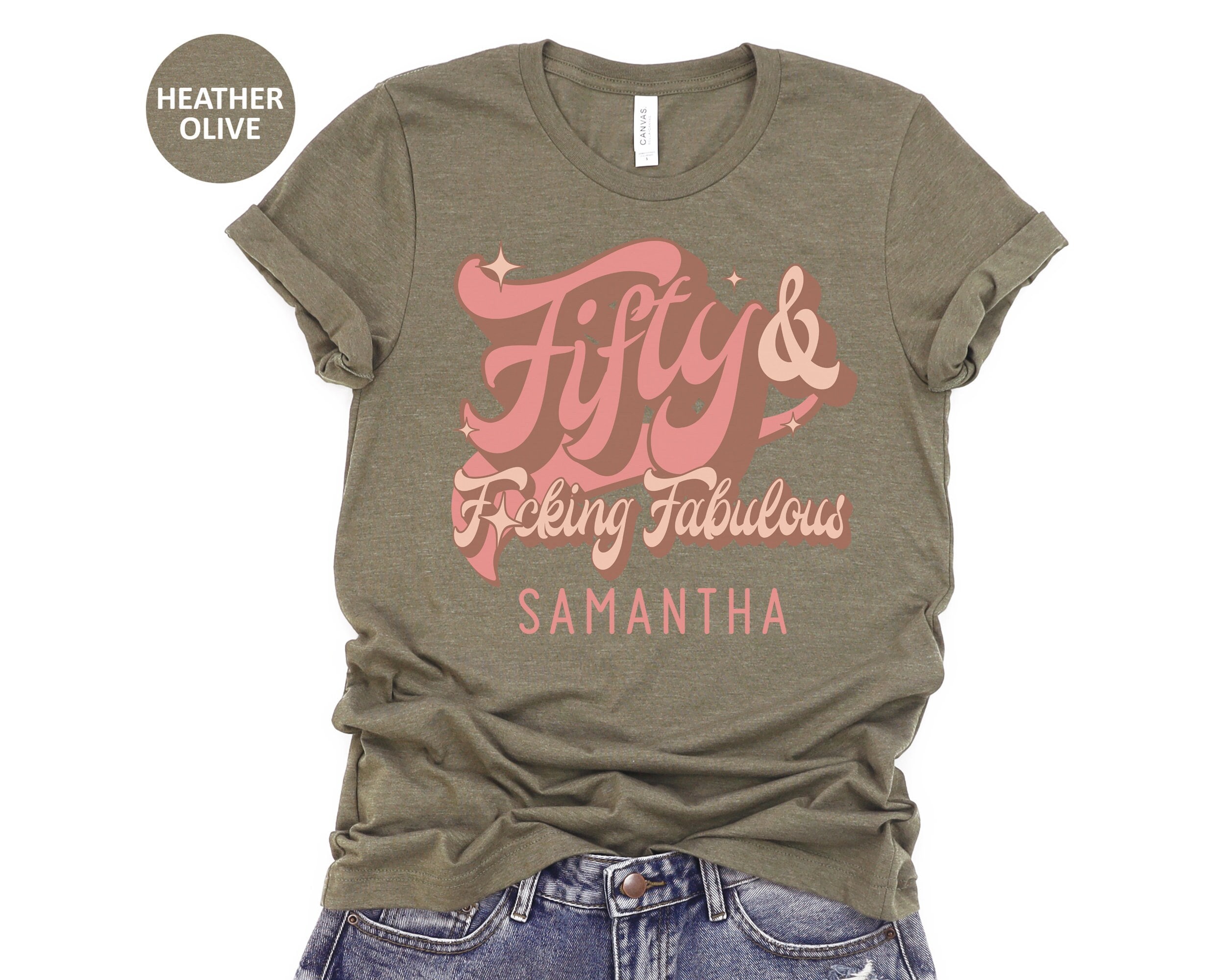 Custom 50th Birthday Shirt, Retro Fifty and Fabulous Shirt, Personalized 50th Birthday Gifts for Women, Fiftieth Birthday Gift for Her