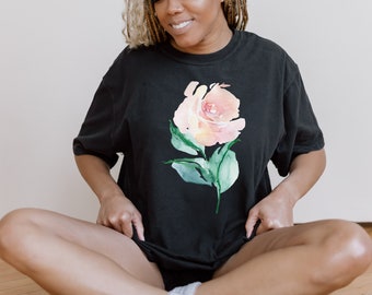 Rose Shirt, Flower Shirt Gift for Her, Comfort Colors, Watercolor Floral T Shirt, Flower TShirt for Women, Womens Floral Graphic Tee