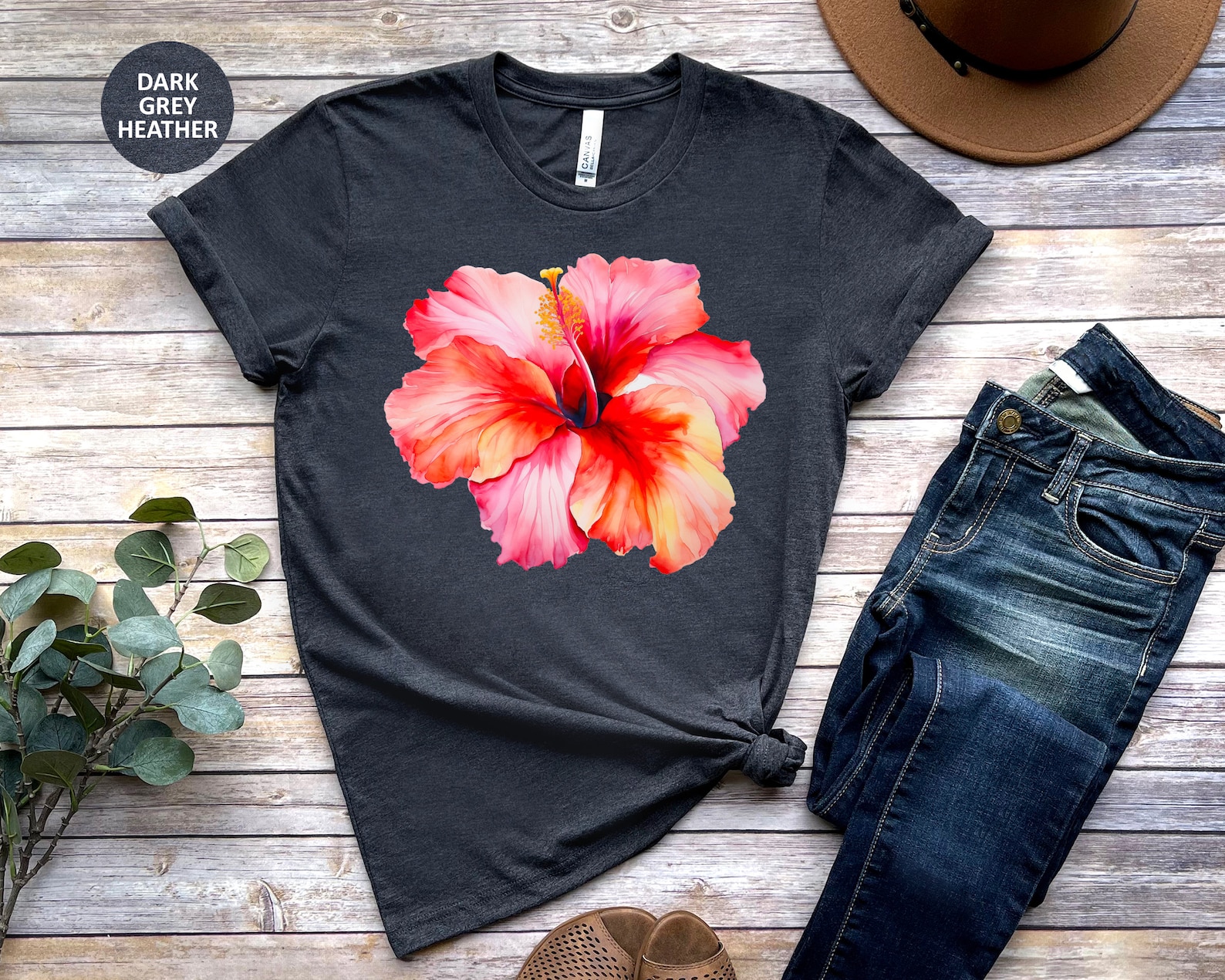 T-Shirt Hommes Grandes Tailles Floral Hibiscus