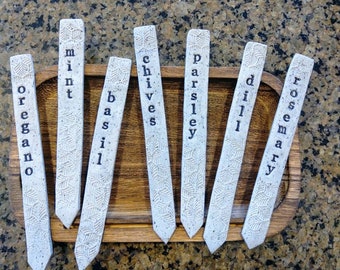 Herb Garden - Clay Garden Markers - Handmade - Rustic - Garden stakes - Plant Markers - Polymer Clay - Hand stamped - Set of 7 or individual
