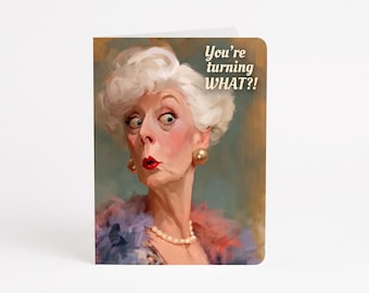 Funny Birthday Card for Her, Sassy Retro Lady Greeting Card, 5x7