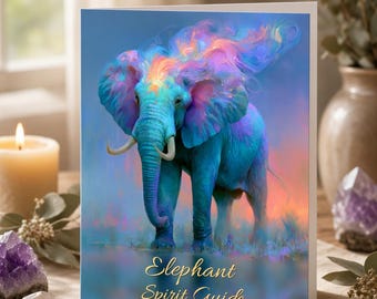 Elephant Spirit Guide Greeting Card | Animal Totem Wisdom, Memory, Family (5x7)