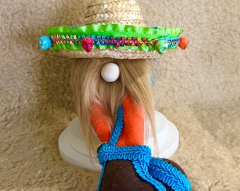 Cinco De Mayo Decor, Cinco De Mayo Gnome, Southwestern Gnome, Sitting Gnome, Handmade Gnome, Handmade Gift, Tiered Tray, Sombrero