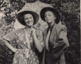 Girl dressed up like a man, Crossdressing, Found vintage photo