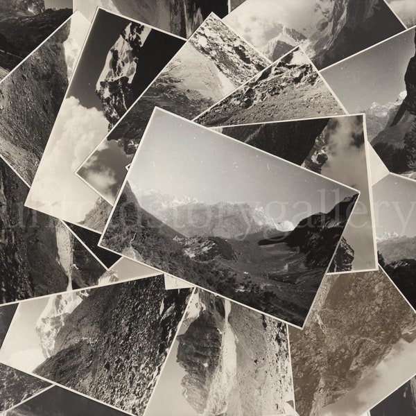 Set von 50 Vintage Berg Fotos, Landschaft Schnappschüsse, 60er, 70er Jahre, Fotocollage