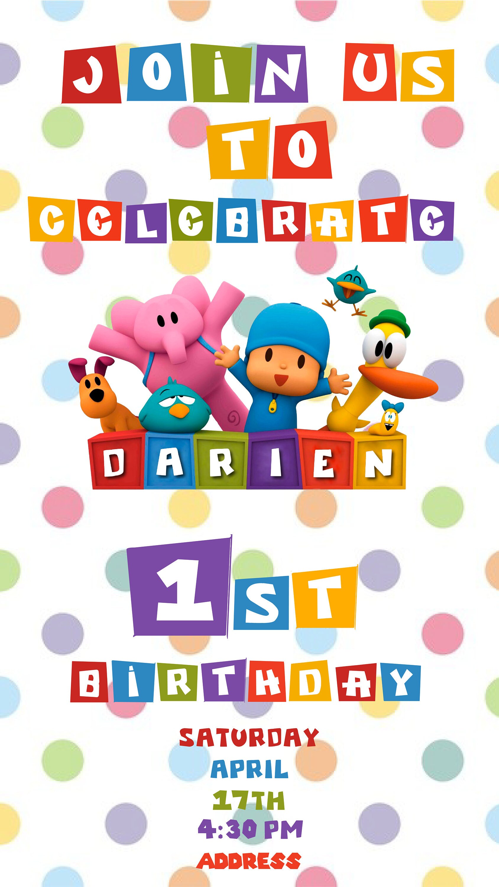 POCOYO INVITATION /invitacion - Etsy