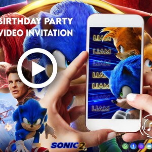 SONIC INVITATION, sonic birthday party invitation, sonic birthday party video invitation, sonic digital invitation, sonic 2, the hedgehog image 1
