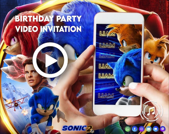 SONIC INVITATION, sonic birthday party invitation, sonic birthday party video invitation, sonic digital invitation, sonic 2, the hedgehog