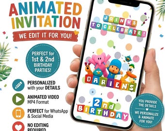 Pocoyo Video Invitation, Animated Birthday Invitation, Digital Pocoyo Party Invite for Kids, Electronic Custom Video, Any Age Video Invite
