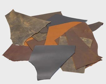Assorted Oil Tan Leather Remnants, 2lb Bag