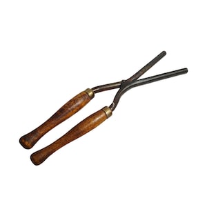 Antique Hair Curling Iron with Wooden Handles – 9” Vintage Hair Styling Tool – Collectible Beauty Salon Decor