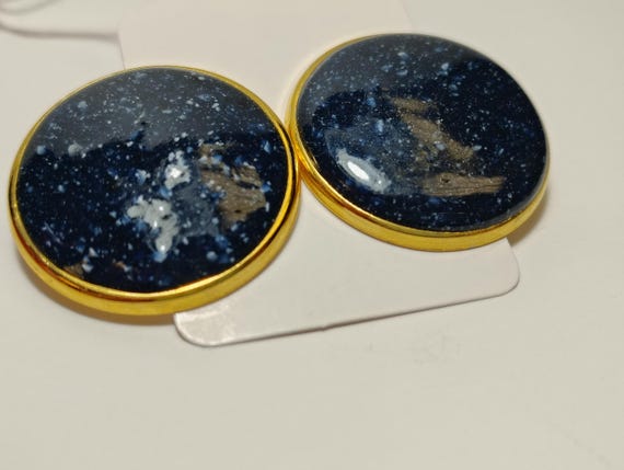 Vintage Oversized Round Statement Stud Earrings |… - image 6