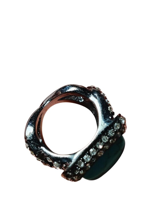 Large Faux Turquoise Statement Ring, Rhinestone H… - image 10