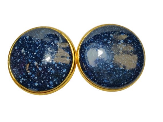 Vintage Oversized Round Statement Stud Earrings |… - image 1
