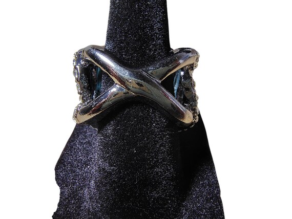 Large Faux Turquoise Statement Ring, Rhinestone H… - image 9