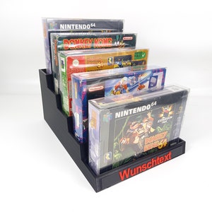 Rapid Factory stand suitable for Super Nintendo 64 OVP games SNES N64 holder stand display cartridges holder CIB