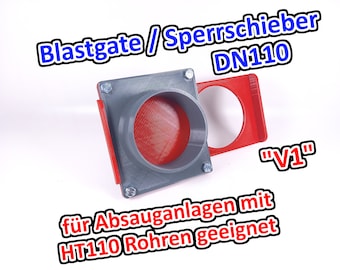 Zawór zasuwowy pneumatyczny Rapid Factory BlastGate DN110, system wyciągowy, regulator powietrza warsztatowego
