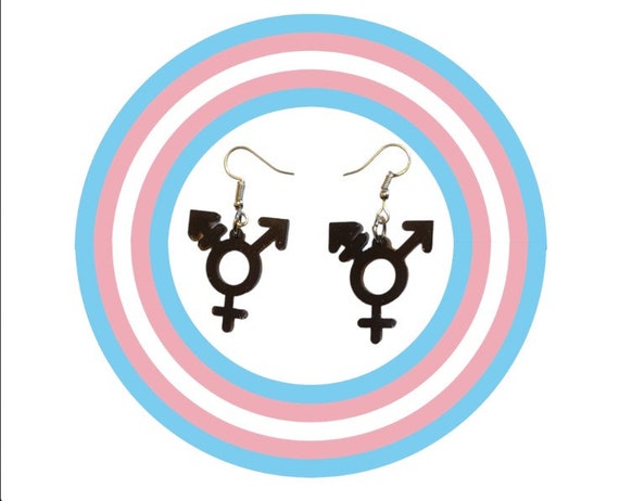 transgender symbol resin handmade lgbt earrings custom made lgbt+ trans pride